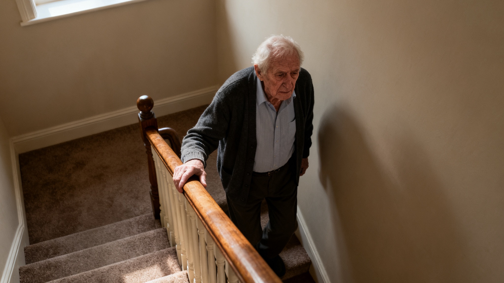 My father, in his mid-eighties, breathing easy and standing tall in his own home (placeholder)