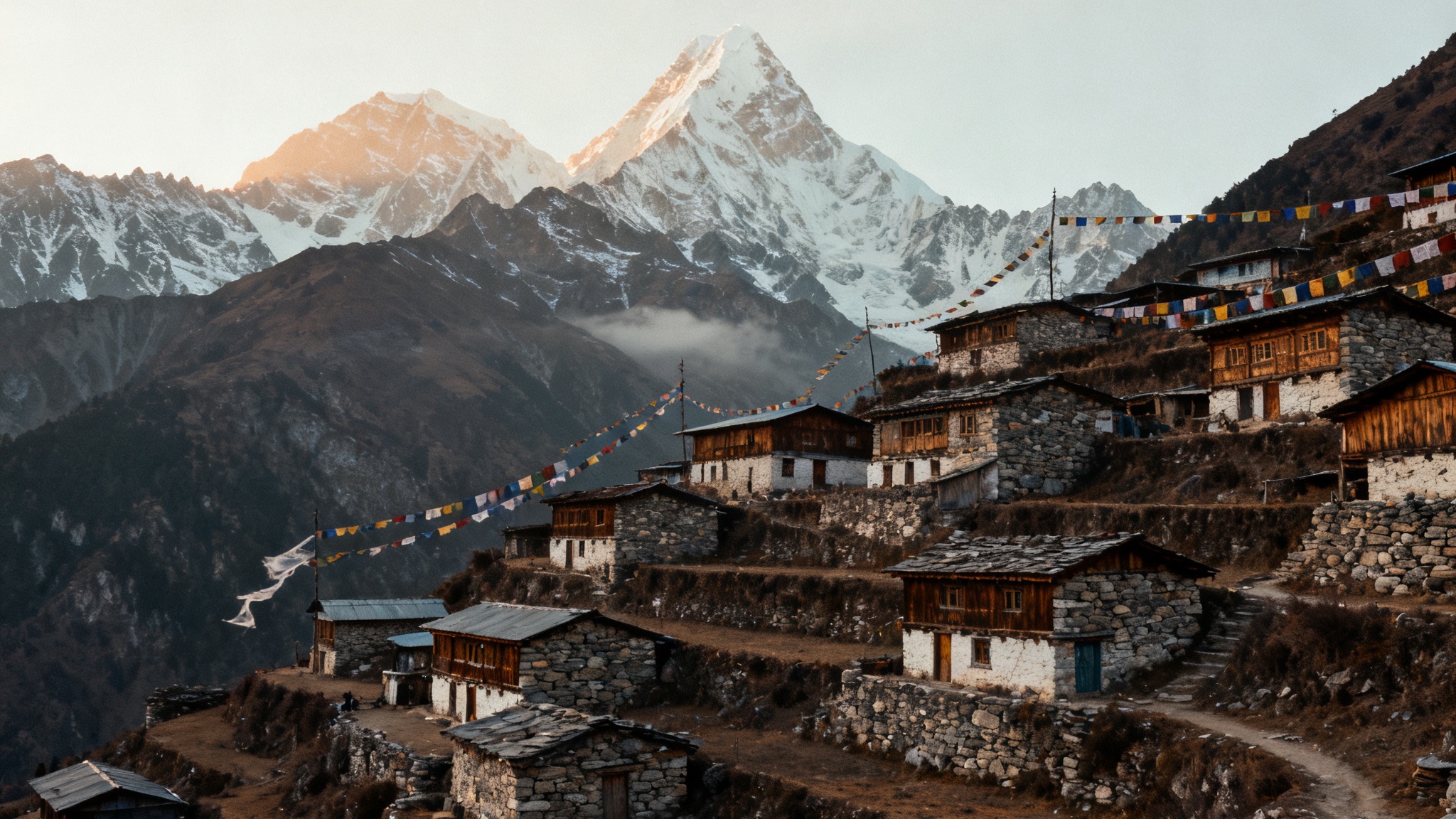 A Sherpa village high in the Himalayas, where elders climb steep paths into their nineties (placeholder)
